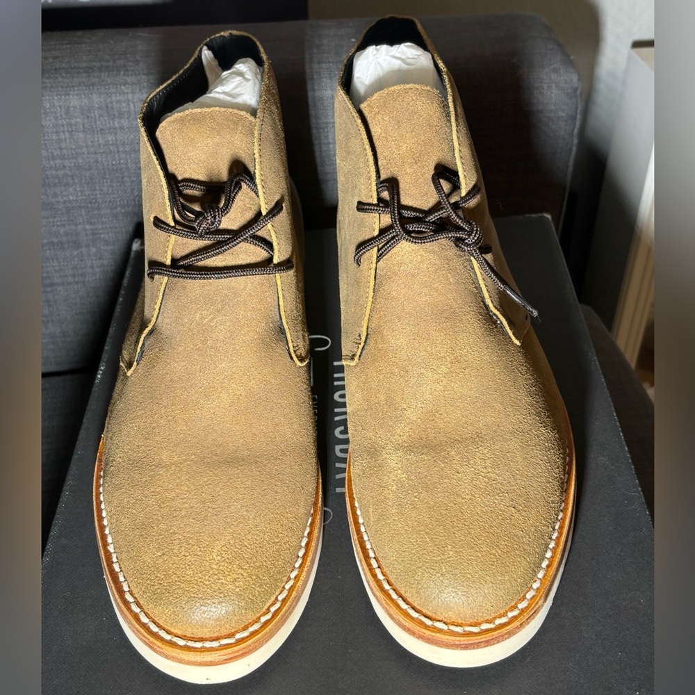 Thursday Boot Company Tan Suede Chukka Boots with Brown Laces
